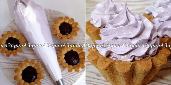 Рецепт корзиночек с черничным кердом и безе