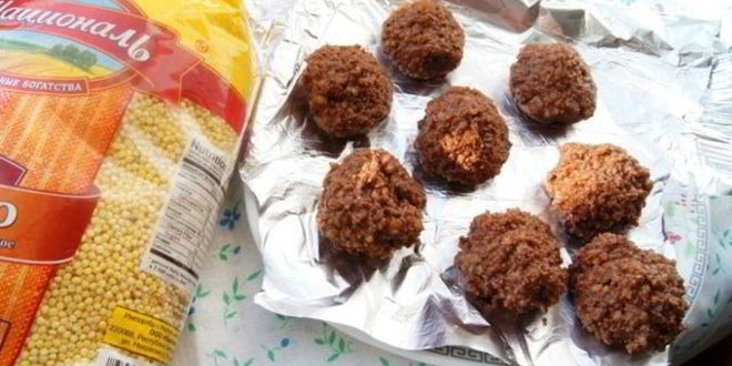 Рецепт шоколадна-ореховых конфеты из пшена