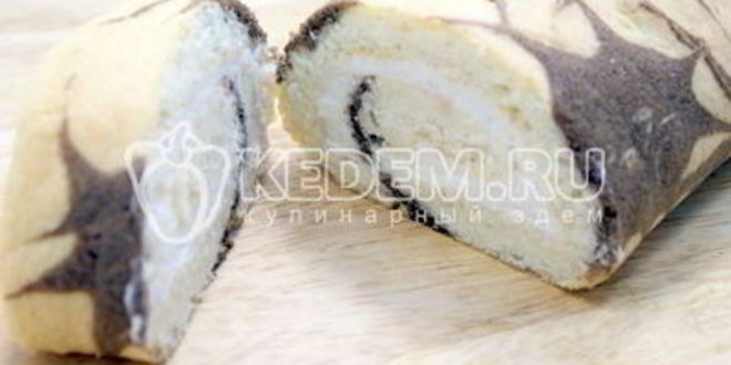 Рецепт бисквитного рулета с кремом новогодний салют