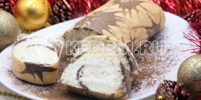 Рецепт бисквитного рулета с кремом новогодний салют