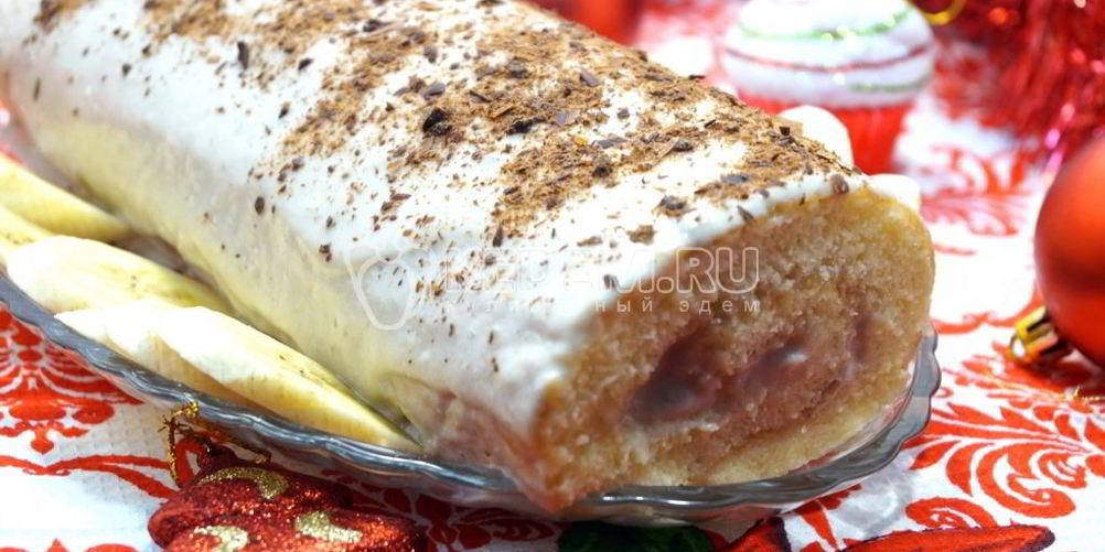 Как приготовить бисквитный рулет с кремом зимнее полено