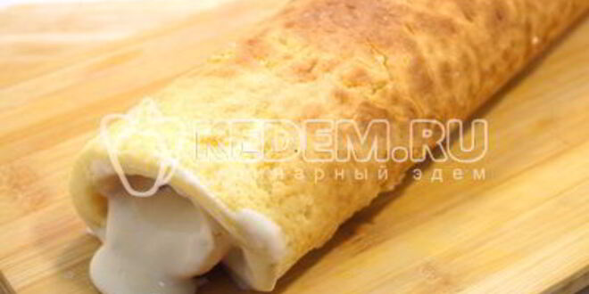 Рецепт бисквитного рулета с кремом зимнее полено