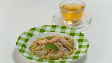 Рецепт Фунчозы с кремом из цукини и курицей