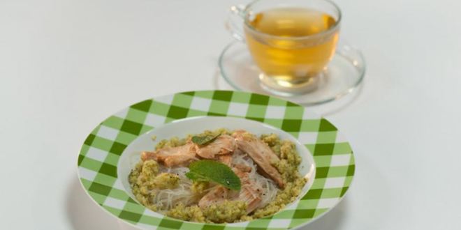 Рецепт фунчозы с кремом из цукини и курицей