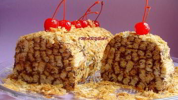 Рецепт Торта-полена из слоеного теста с шоколадным кремом