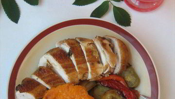 Рецепт Запеченной курицы с травами, тыквенным крем-брюле и овощами Осенняя рапсодия