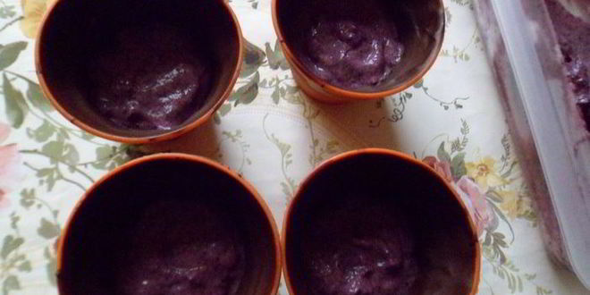 Рецепт шоколадных стаканчиков с черничным муссом и бисквитом