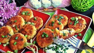 Рецепт Биточков из картофеля и творога с маслинами