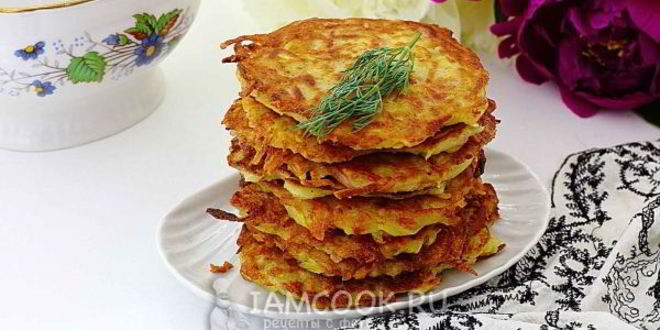 Рецепт картофельных драников с колбасой и сыром