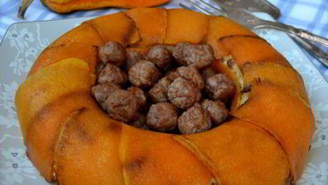 Рецепт Рисовой короны с тыквой и фрикадельками