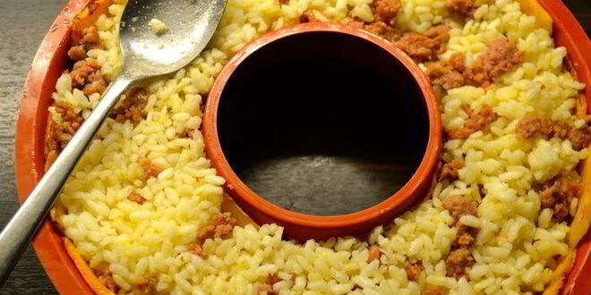 Рецепт рисовой короны с тыквой и фрикадельками