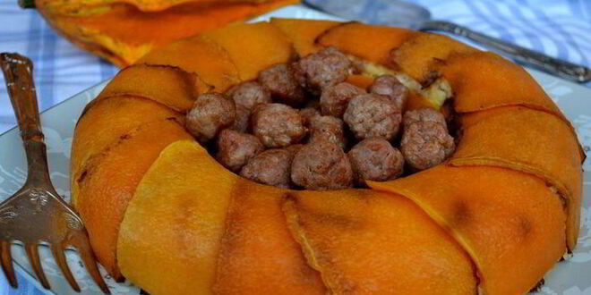 Рецепт рисовой короны с тыквой и фрикадельками