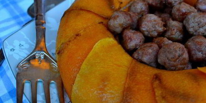 Рецепт рисовой короны с тыквой и фрикадельками