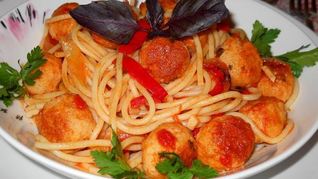 Рецепт Спагетти с фрикадельками Леди и бродяга