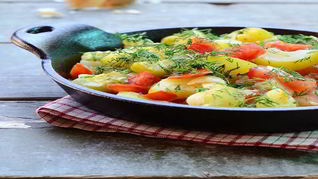 Рецепт Гарнира из кабачков с помидорами и перца