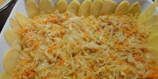 Рецепт картофеля с мясом и капустой
