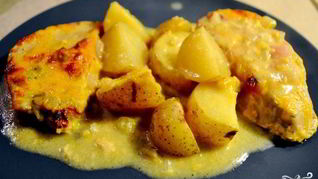 Рецепт Картофеля со свининой и сыром в духовке