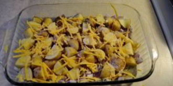 Рецепт картофеля со свининой и сыром в духовке