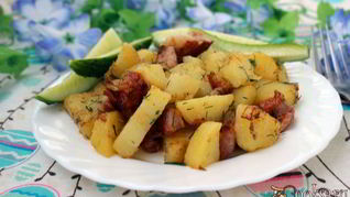 Рецепт Молодого картофеля с сырокопченой грудинкой