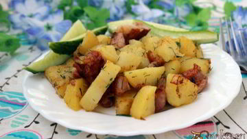 Рецепт Молодого картофеля с сырокопченой грудинкой