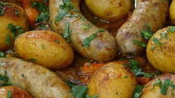 Рецепт Печеного картофеля с колбасками