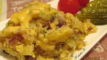 Рецепт Жареного картофеля с яйцом и сыром