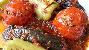 Рецепт Бадымджана, бибяра, помидора долмасы