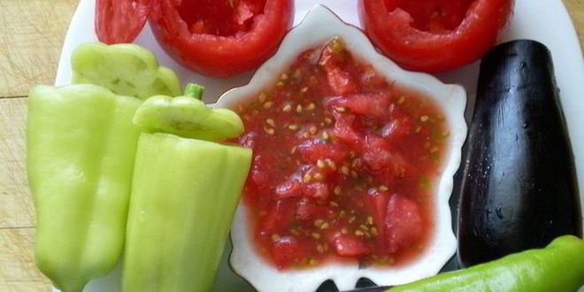 Рецепт бадымджана, бибяра, помидора долмасы