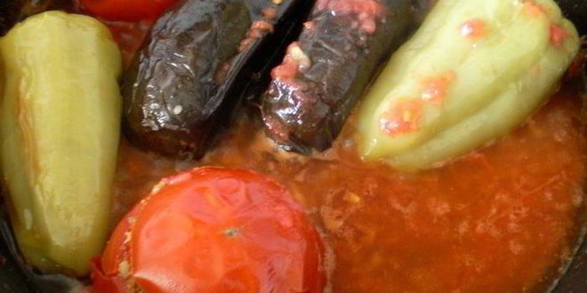Рецепт бадымджана, бибяра, помидора долмасы