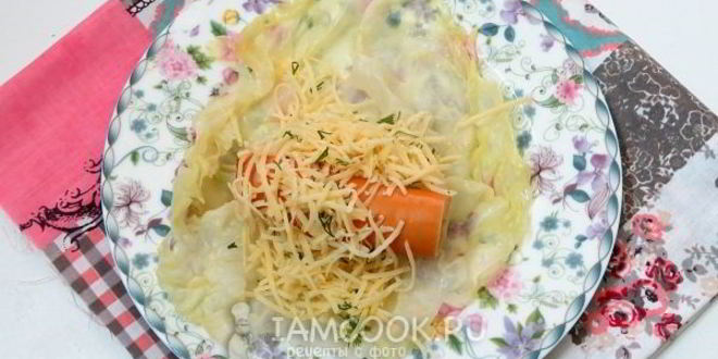 Рецепт голубцов с сосисками и сыром