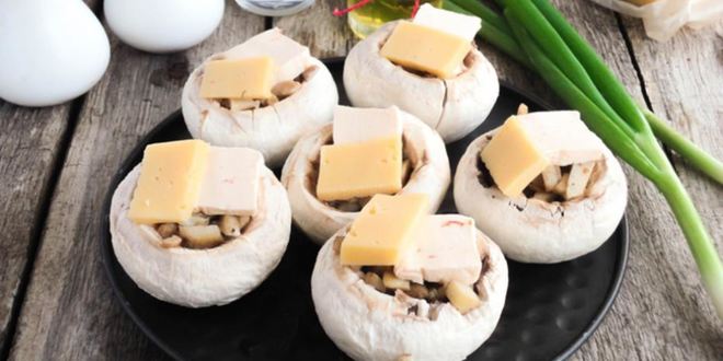 Рецепт фаршированных шампиньонов с ветчиной