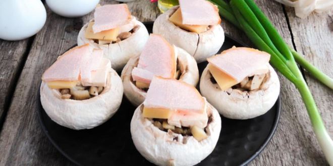 Рецепт фаршированных шампиньонов с ветчиной