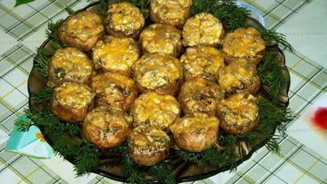 Рецепт Грибов, запеченных с сыром в духовке