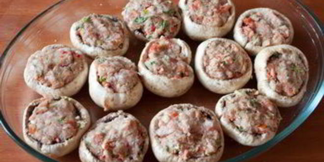 Рецепт шампиньонов, фаршированных мясом