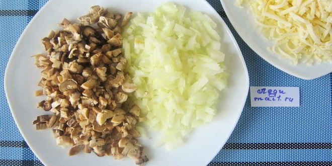 Рецепт шампиньонов, фаршированных рисом и сыром
