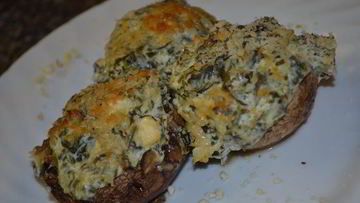 Рецепт Шампиньонов фаршированных сливочно-шпинатным соусом