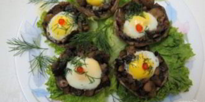 Рецепт шампиньонов с перепелиными яйцами в микроволновке