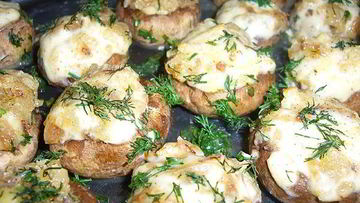 Рецепт Шампиньонов с сыром и зеленью