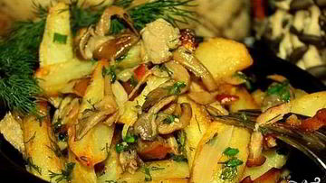 Рецепт Вешенок, жареных с картошкой