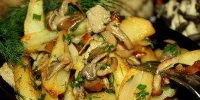 Рецепт вешенок, жареных с картошкой
