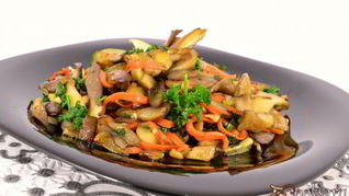 Рецепт Вешенок жареных с морковью и чесноком