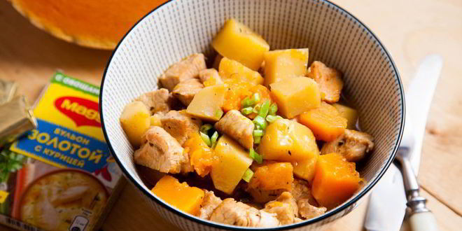 Рецепт гуляша из индейки с тыквой