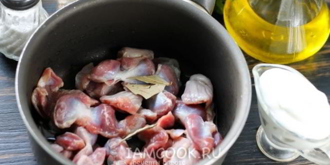 Рецепт гуляша из куриных желудков