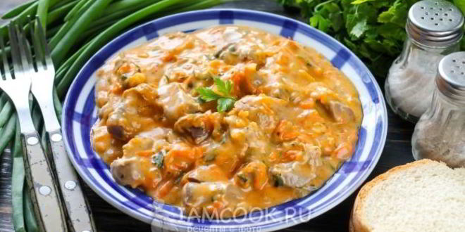 Рецепт гуляша из куриных желудков