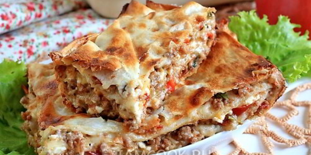 Как приготовить лазанья из лаваша с фаршем и сметанным соусом