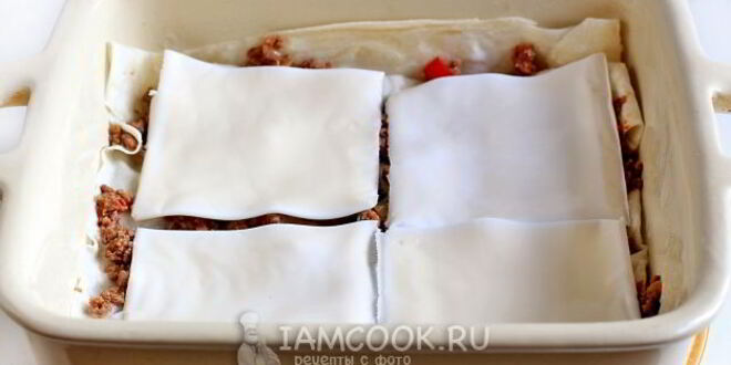 Рецепт лазаний из лаваша с фаршем и сметанным соусом
