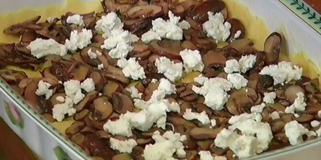 Рецепт лазаний с грибами, козьим сыром и шпинатом