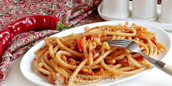 Рецепт макарон с куриным филе и овощами