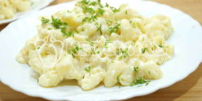 Рецепт макарон в сырном соусе