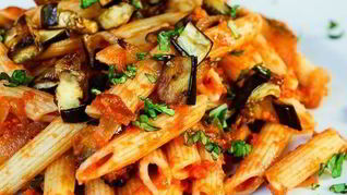 Рецепт Пасты с баклажанами и грибами
